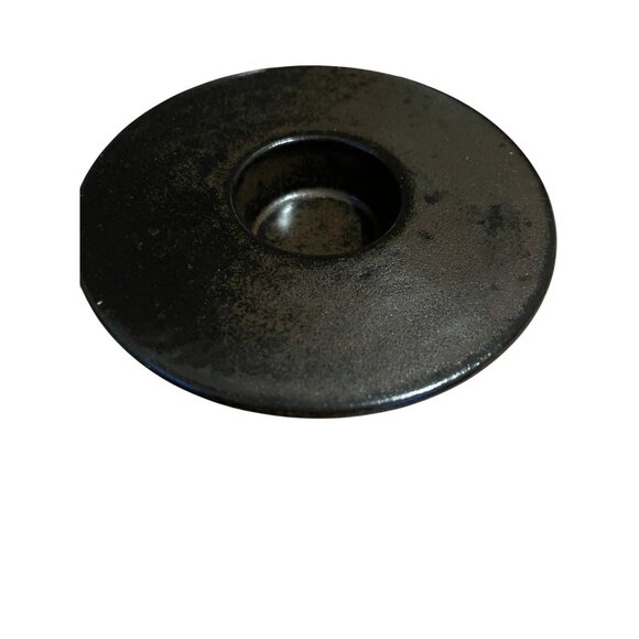 Vintage Black  Discus Shape Ceramic Votive Candle Holder Modern Simple Brutalist - Picture 6 of 14